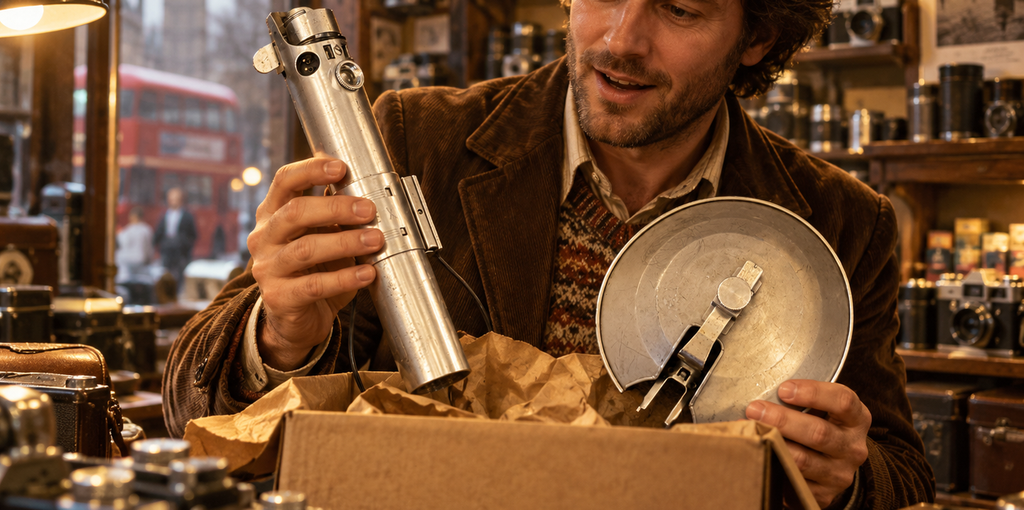 ロジャー・クリスチャンが、ロンドンのカメラ店で偶然見つけたのがGraflex(グラフレックス)の古いカメラフラッシュ